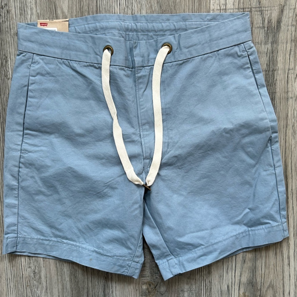 NWT Levi's Classic Blue Shorts with White Drawstring Women's Sz 28